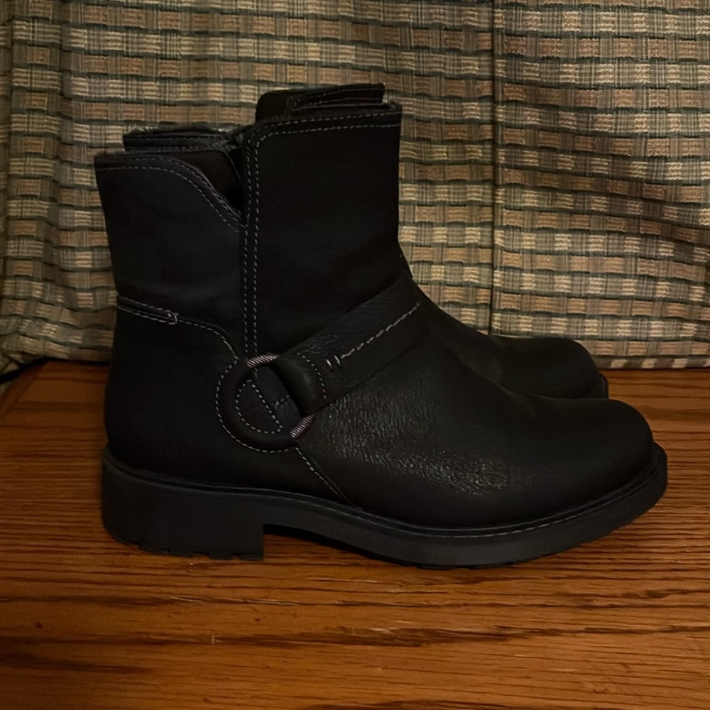 Clark’s black short boots